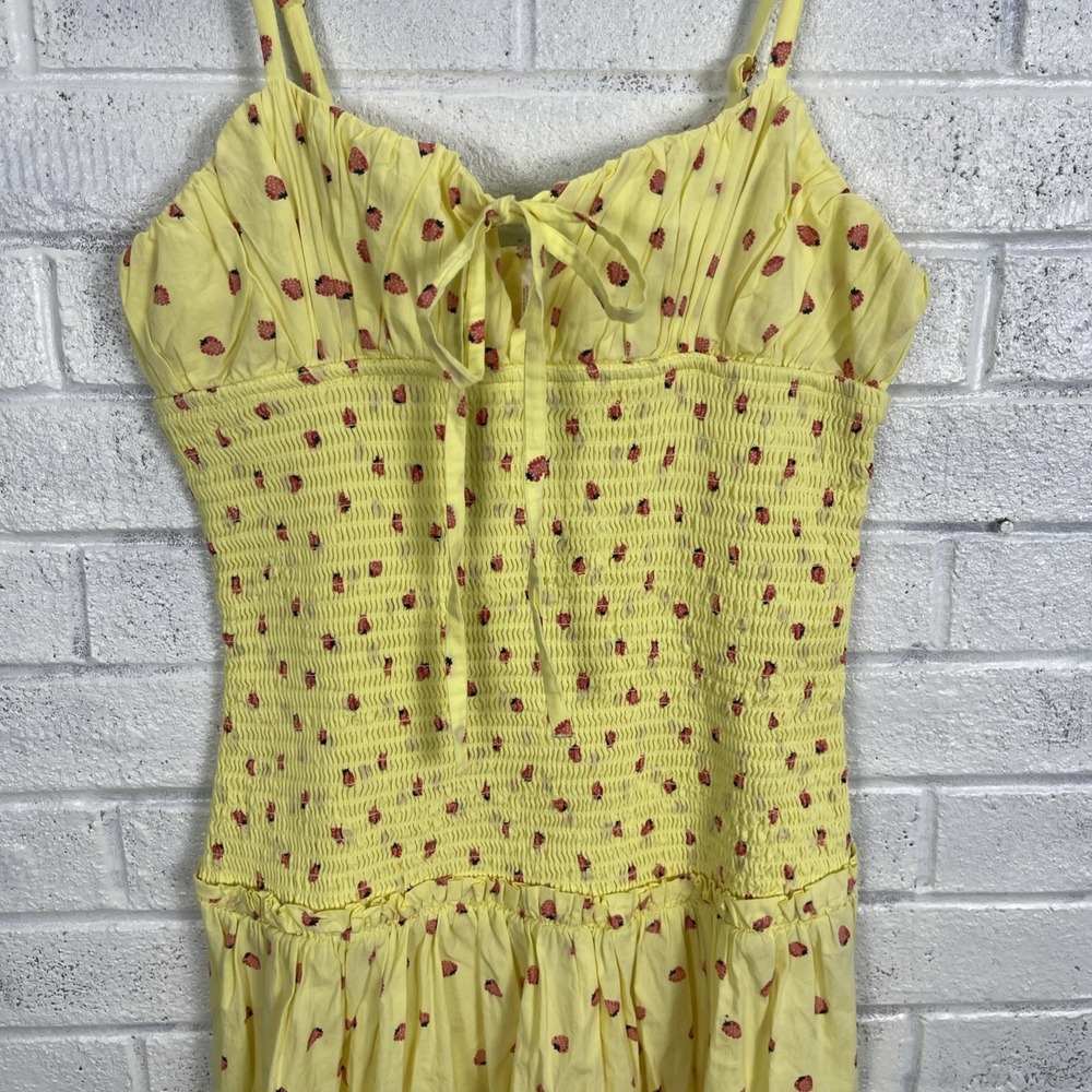 Free People Yellow Midi Dress with Strawberry Print - Picture 3 of 15